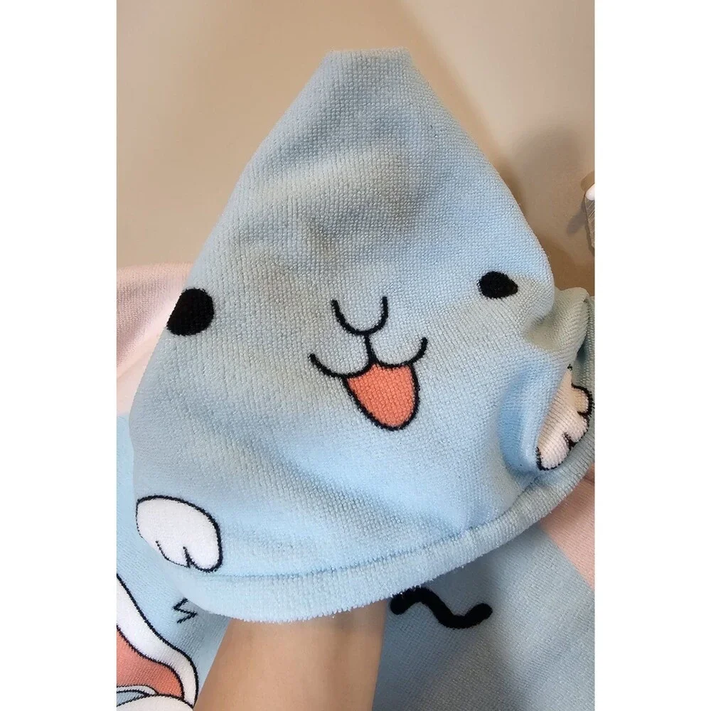 Kids Bunny Hooded Towel Pink Blue Microfiber Kawaii Rabbit Bath Beach Poncho 008